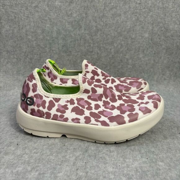 Oofos Oomg Eezee Low Womens Shoes Size 5 Pink Leopard Slip On Sneakers - used - Picture 6 of 13